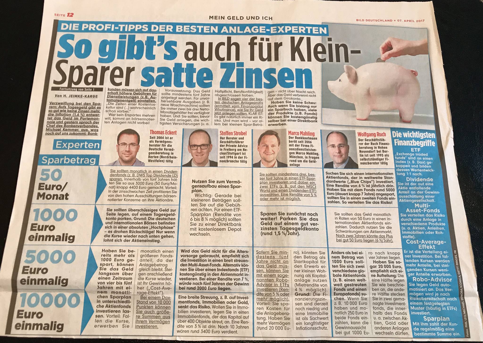 Bild-Zeitung - Beitrag Finanzexperten 4-2017